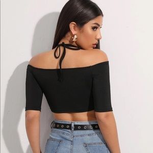 SHEIN | Tie Back Slim Crop Top